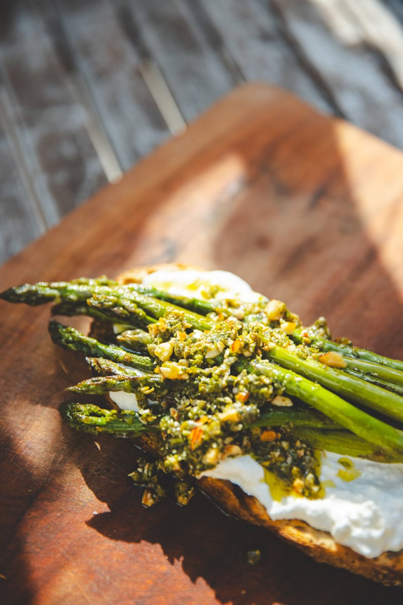 Asparagus & Caper Salsa Toast - Georgie Eats