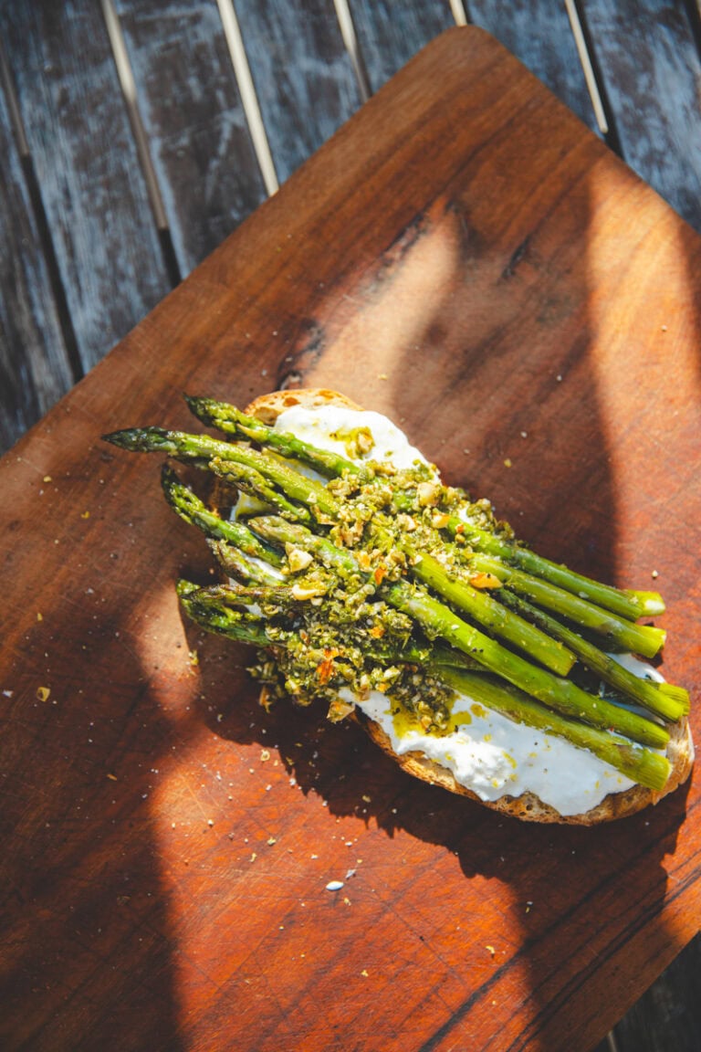 Asparagus & Caper Salsa Toast - Georgie Eats