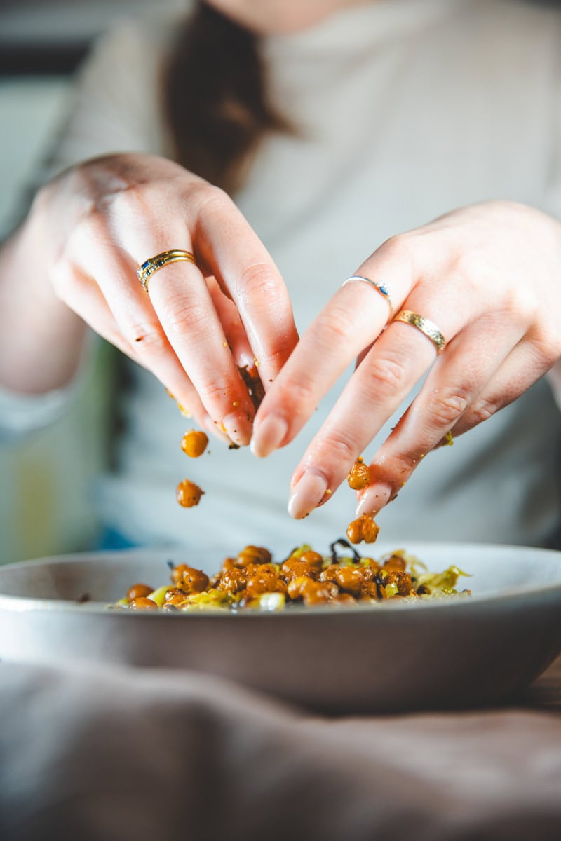 Serving the Shredded Hispi Cabbage & Charred Lemon Salad - Georgie Eats