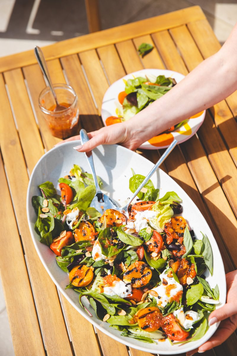 Serving the Griddled Apricot Salad - Georgie Eats