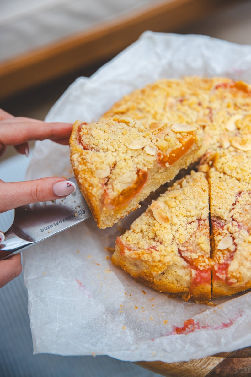 Apricot & Almond Crumble Cake - Georgie Eats