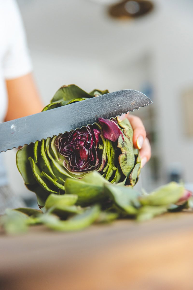 Cutting the artichoke - Georgie Eats