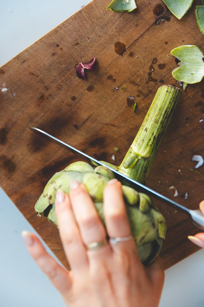 Cutting the artichoke - Georgie Eats