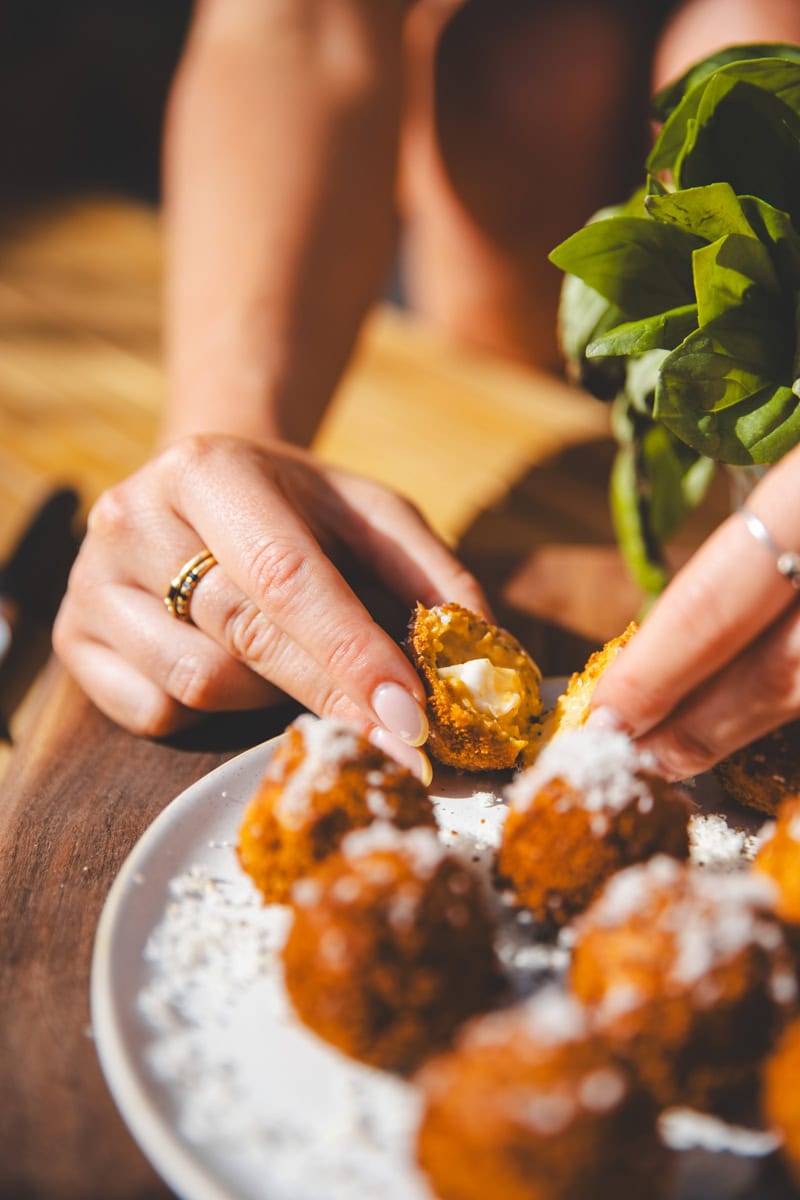 Chickpea Arancini with mozzarella - Georgie Eats