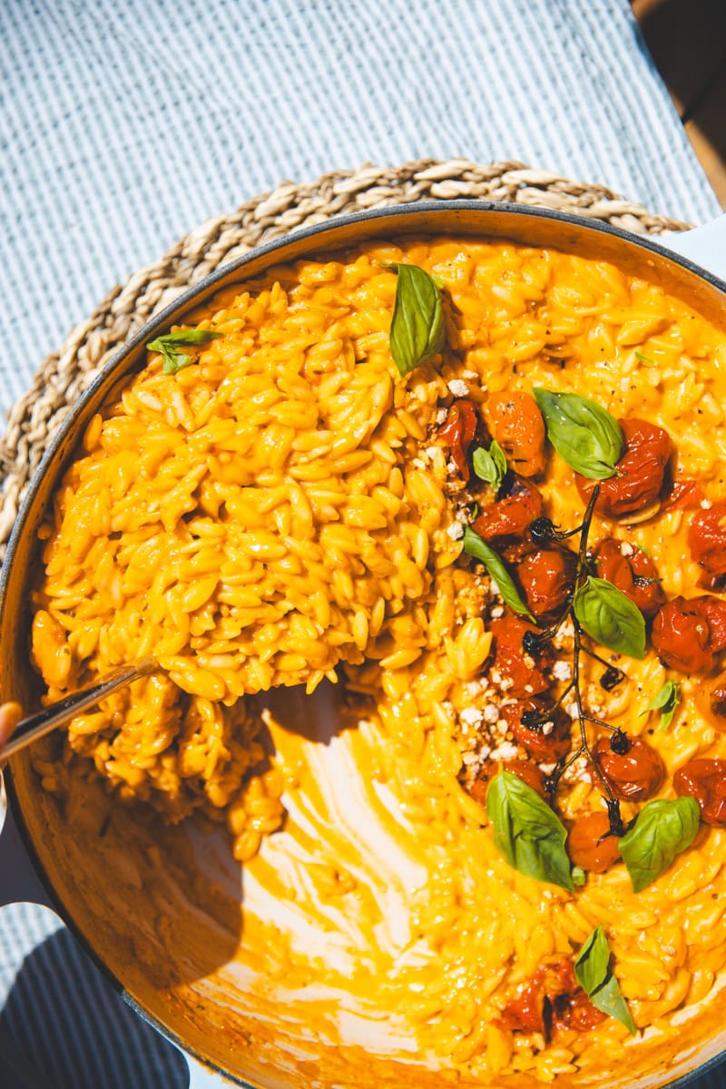 Serving the Roasted Tomato Orzotto - Georgie Eats