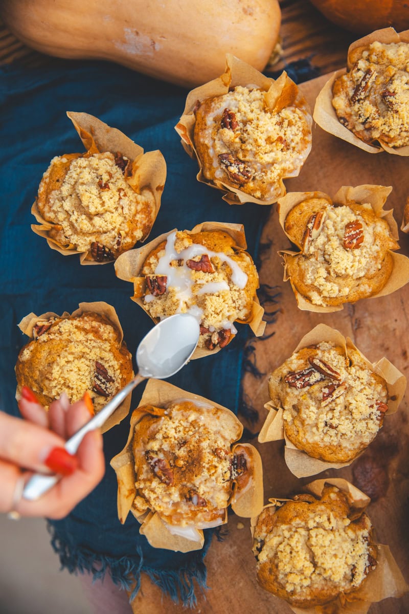 Icing the Butternut Spice Muffins - Georgie Eats