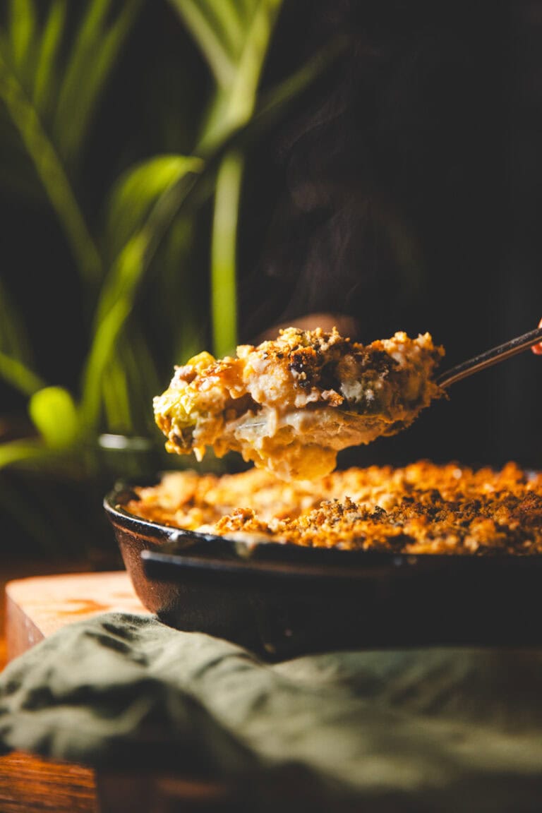 Se Serving the Roasted Sprout, Gnocchi & Brown Butter Gratin - Georgie Eats