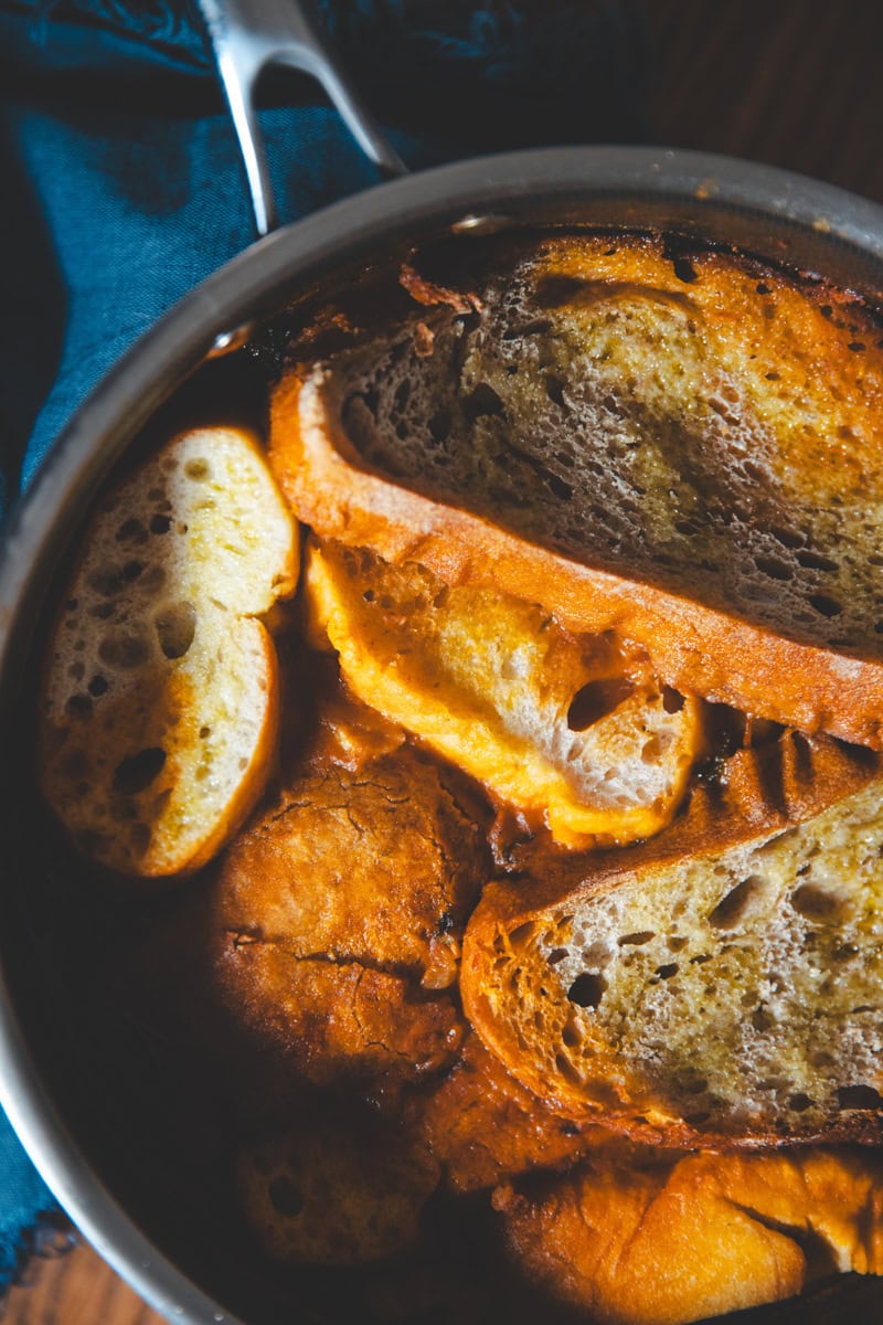 A bread lid on the Sourdough Ribollita - Georgie Eats