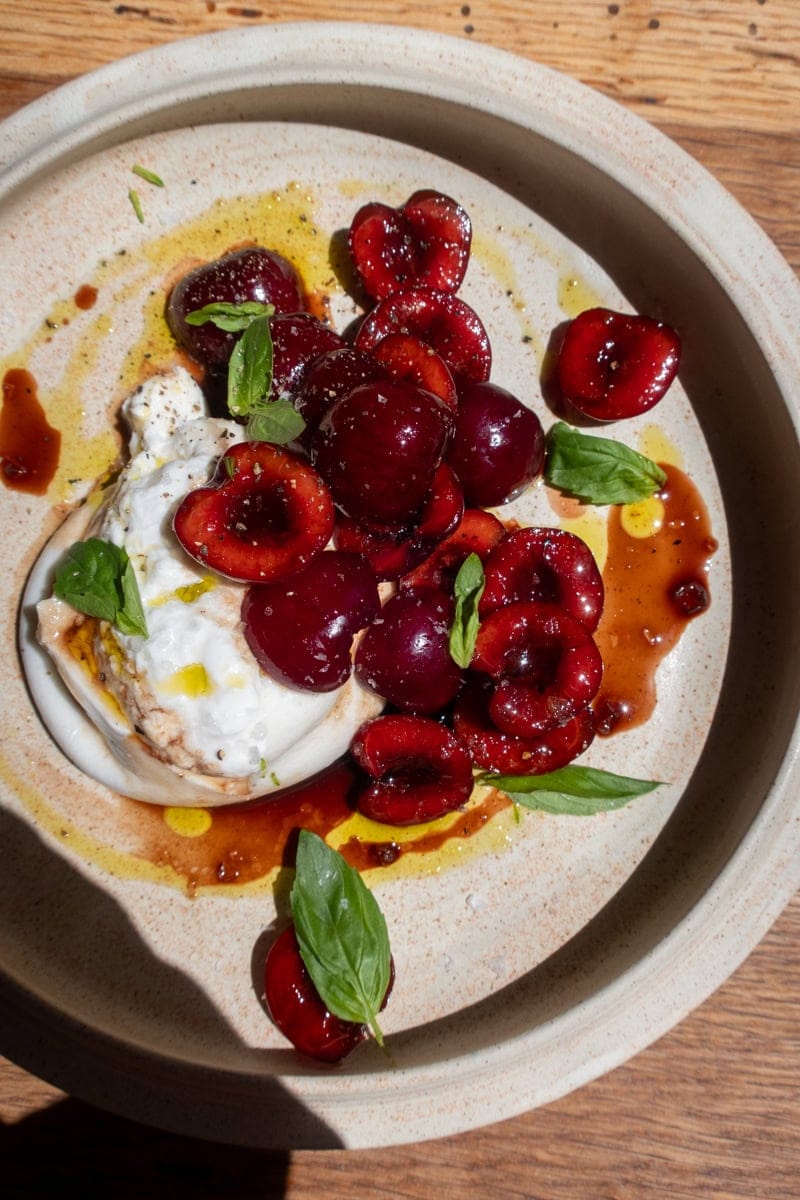 BALSAMIC MACERATED CHERRIES, BURRATA