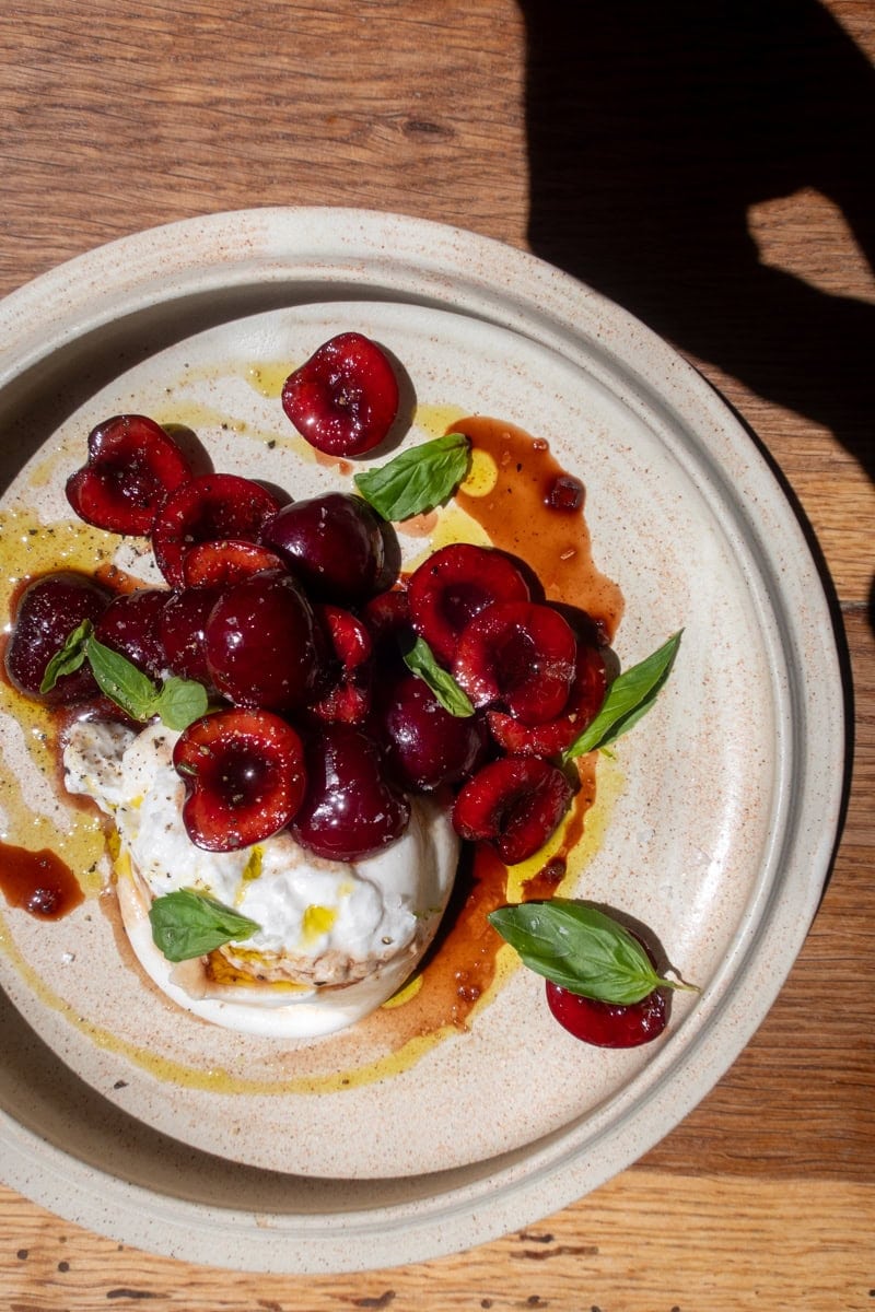 Balsamic Macerated Cherries, Burrata | Georgie Mullen