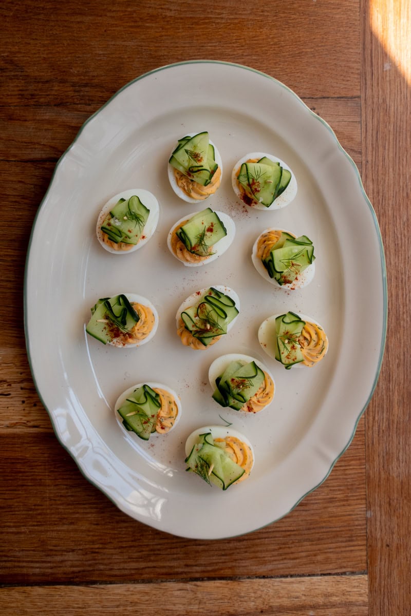 Devilled Eggs with Dill & Cucumber - Georgie Mullen