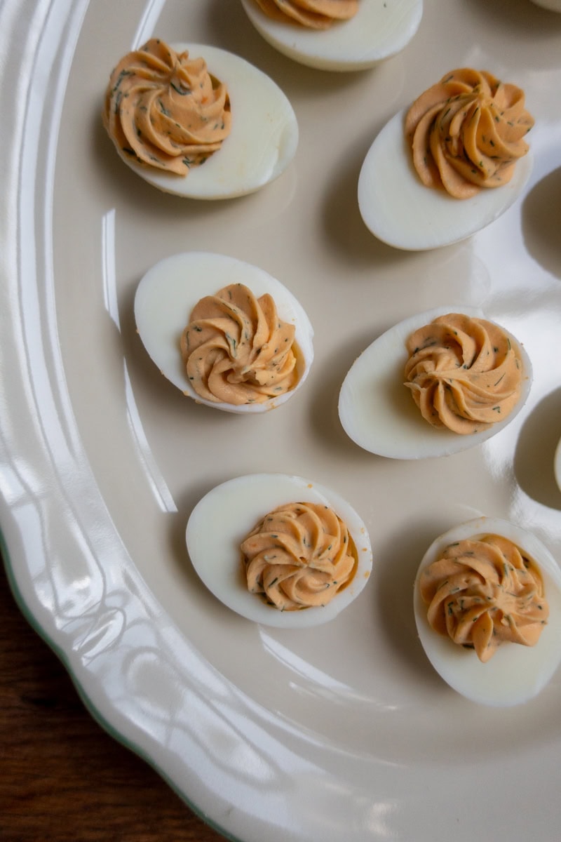 Preparing the devilled eggs