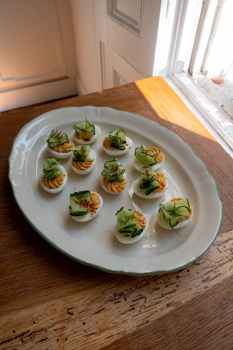 Devilled Eggs with Dill & Cucumber - Georgie Mullen