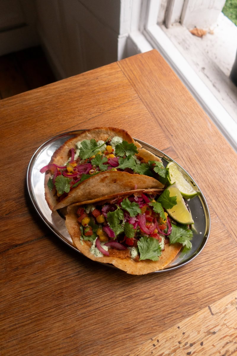 Sausage Smash Tacos, Mango & Tomato Salsa - Georgie Mullen