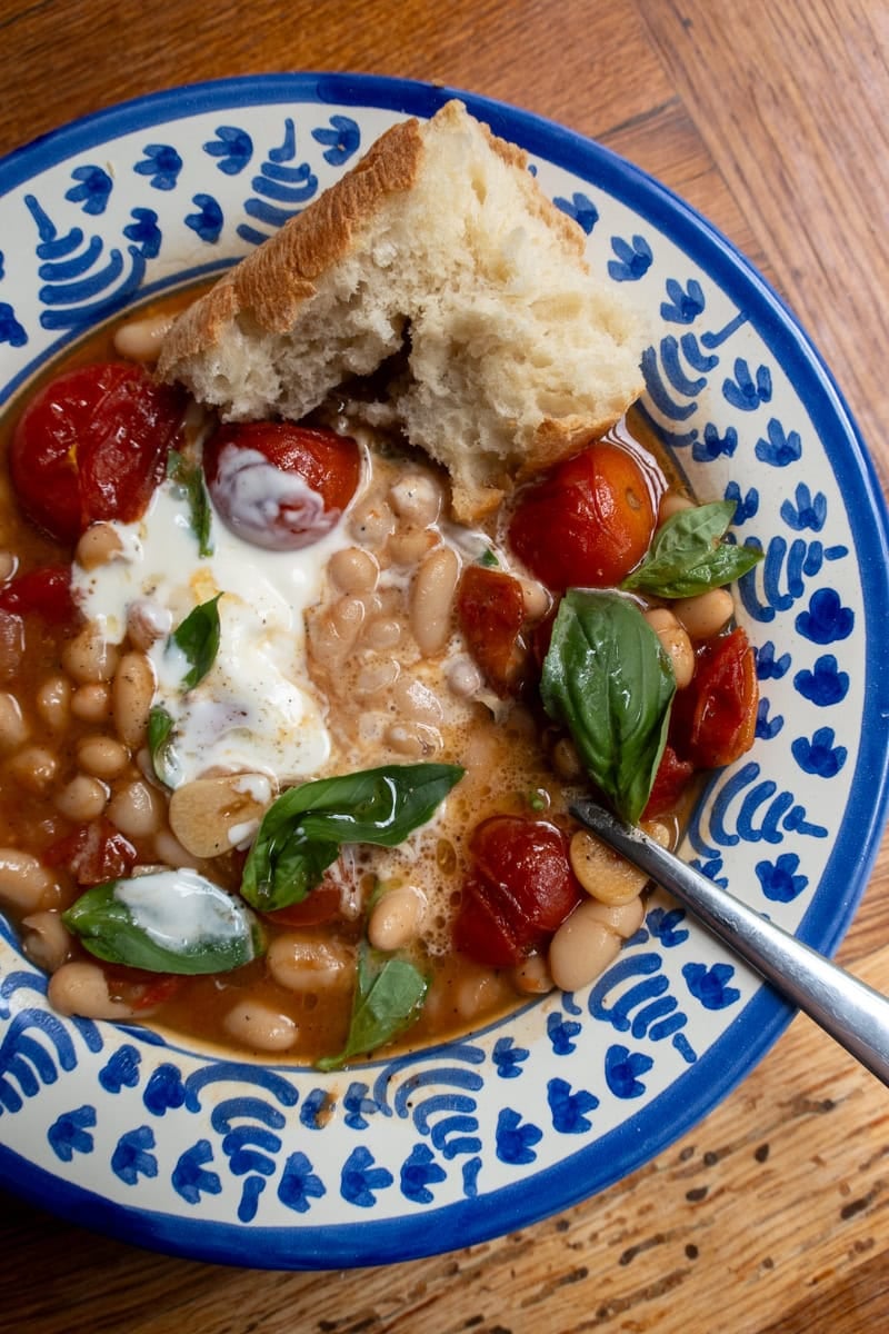 Blistered Tomato Brothy Beans - Georgie Mullen