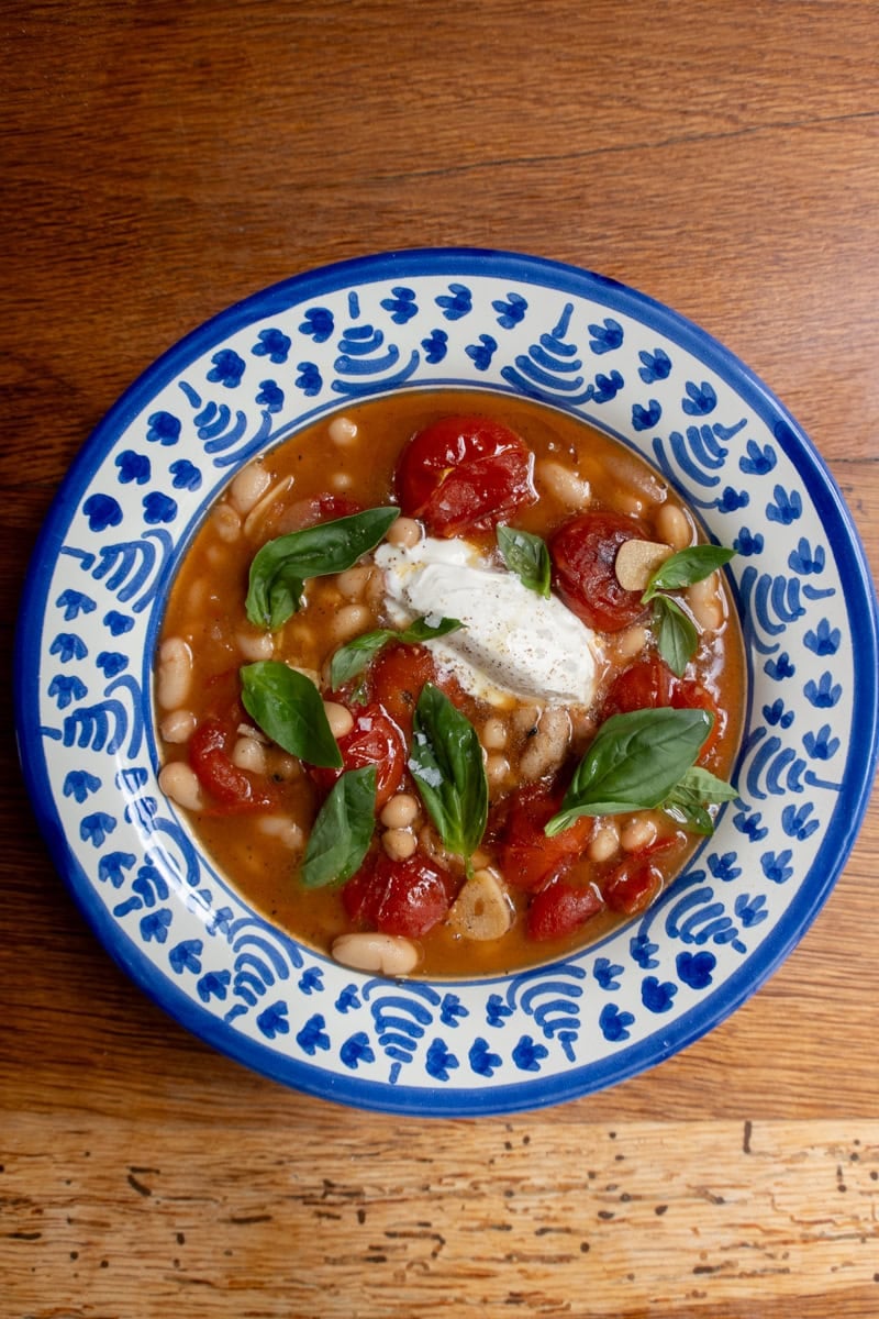 Blistered Tomato Brothy Beans - Georgie Mullen