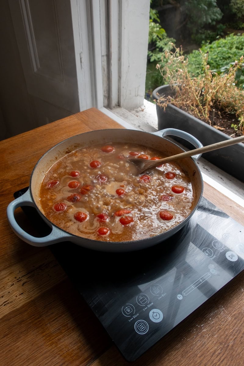 cooking in a pan