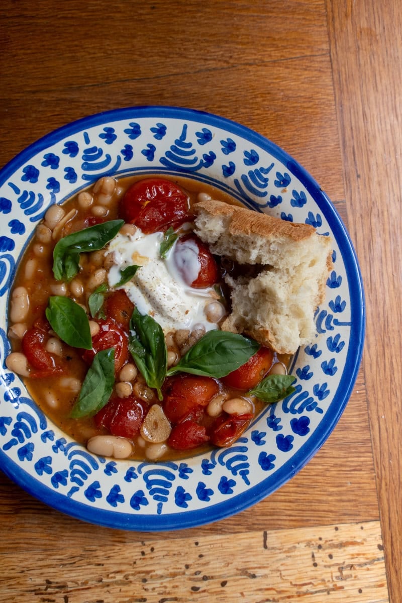 Blistered Tomato Brothy Beans - Georgie Mullen