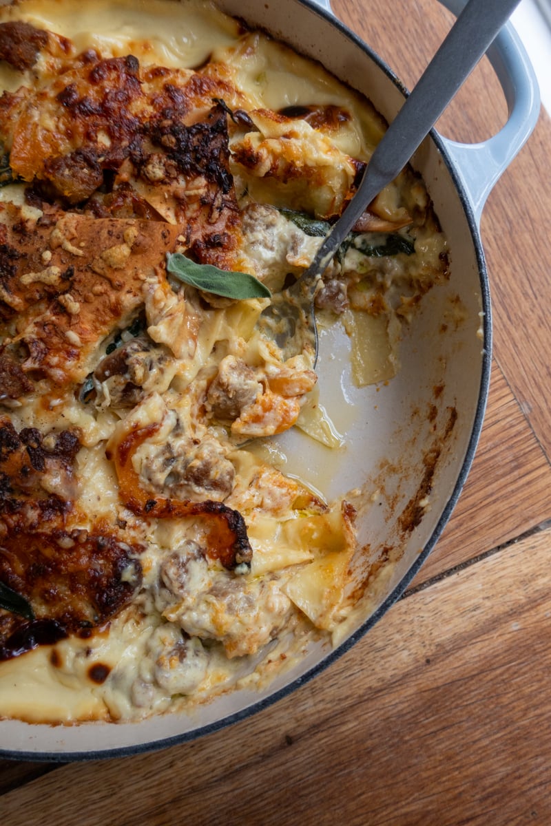 Butternut Squash, Sage & Sausage (Kinda) Lasagne - Georgie Mullen