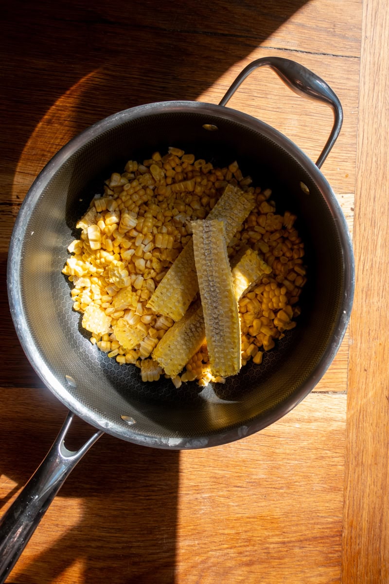 Sweetcorn in a pan